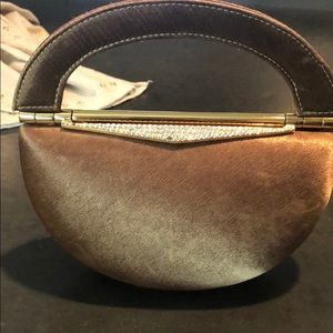 Bronze satin evening bag